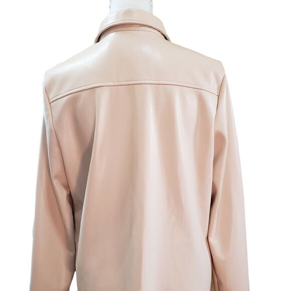 Marc New York Faux Leather Laser Cut LS Button Down Top SMALL - Picture 3 of 15